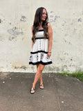 BLACK TIE BLOSSOM MINI DRESS