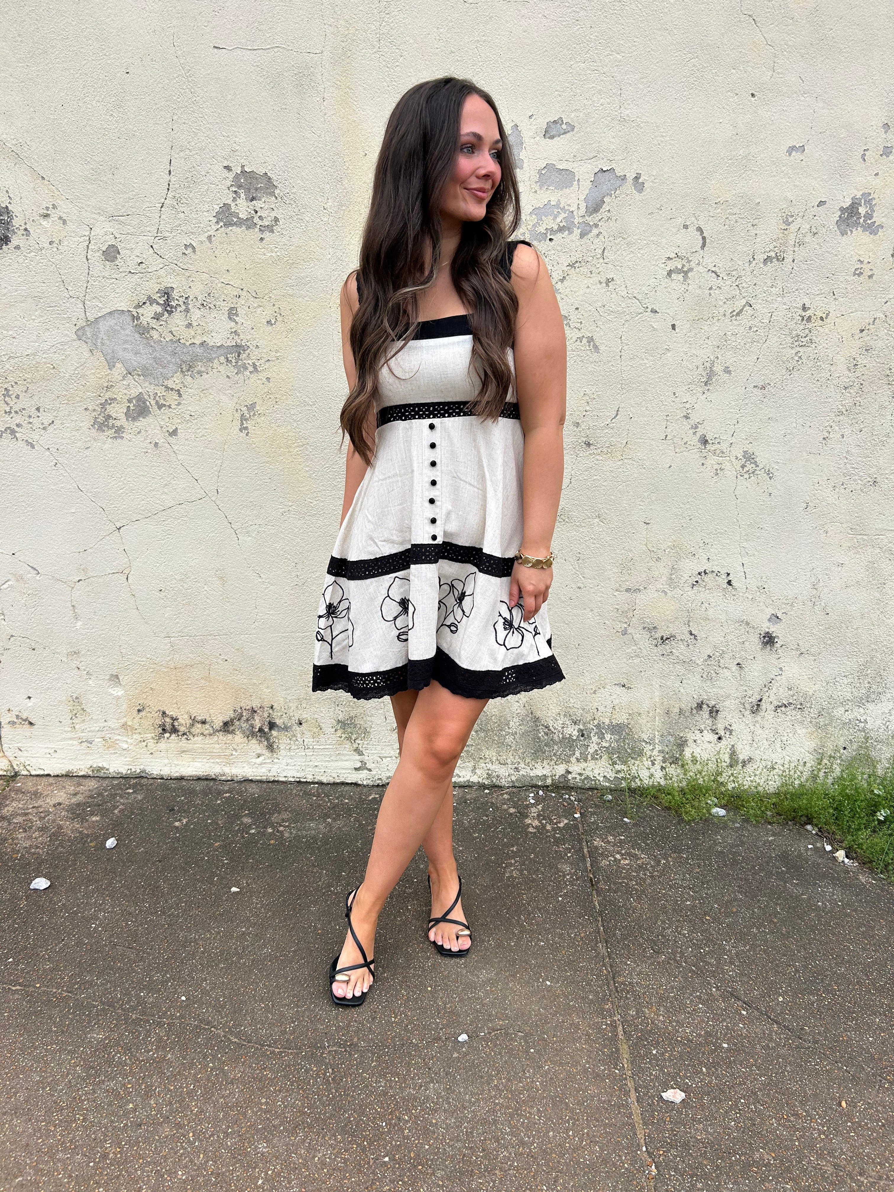 BLACK TIE BLOSSOM MINI DRESS
