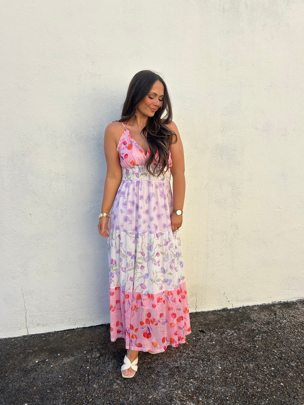 BLUSH BLOOM PATCHWORK MAXI DRESS
