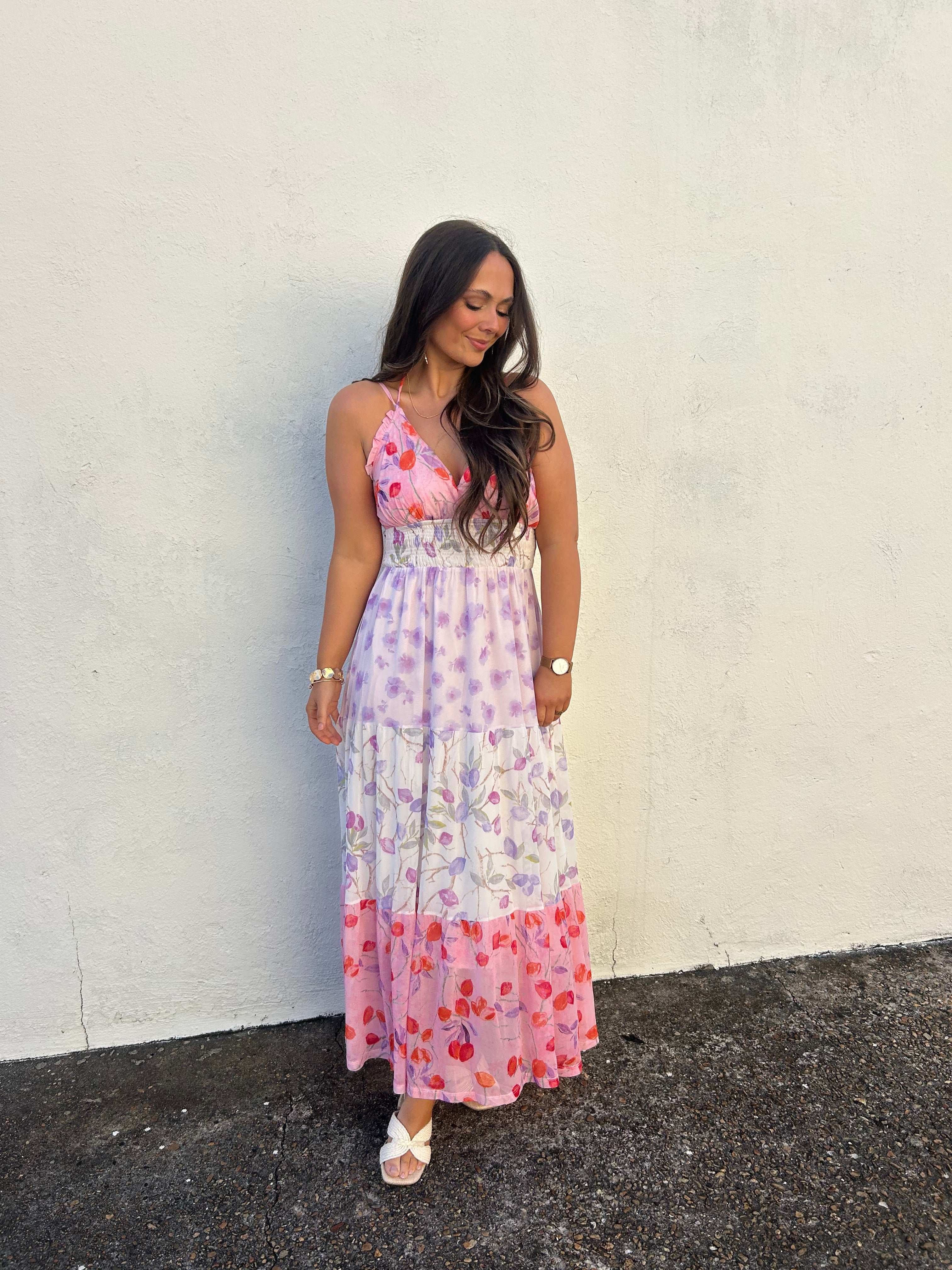 BLUSH BLOOM PATCHWORK MAXI DRESS