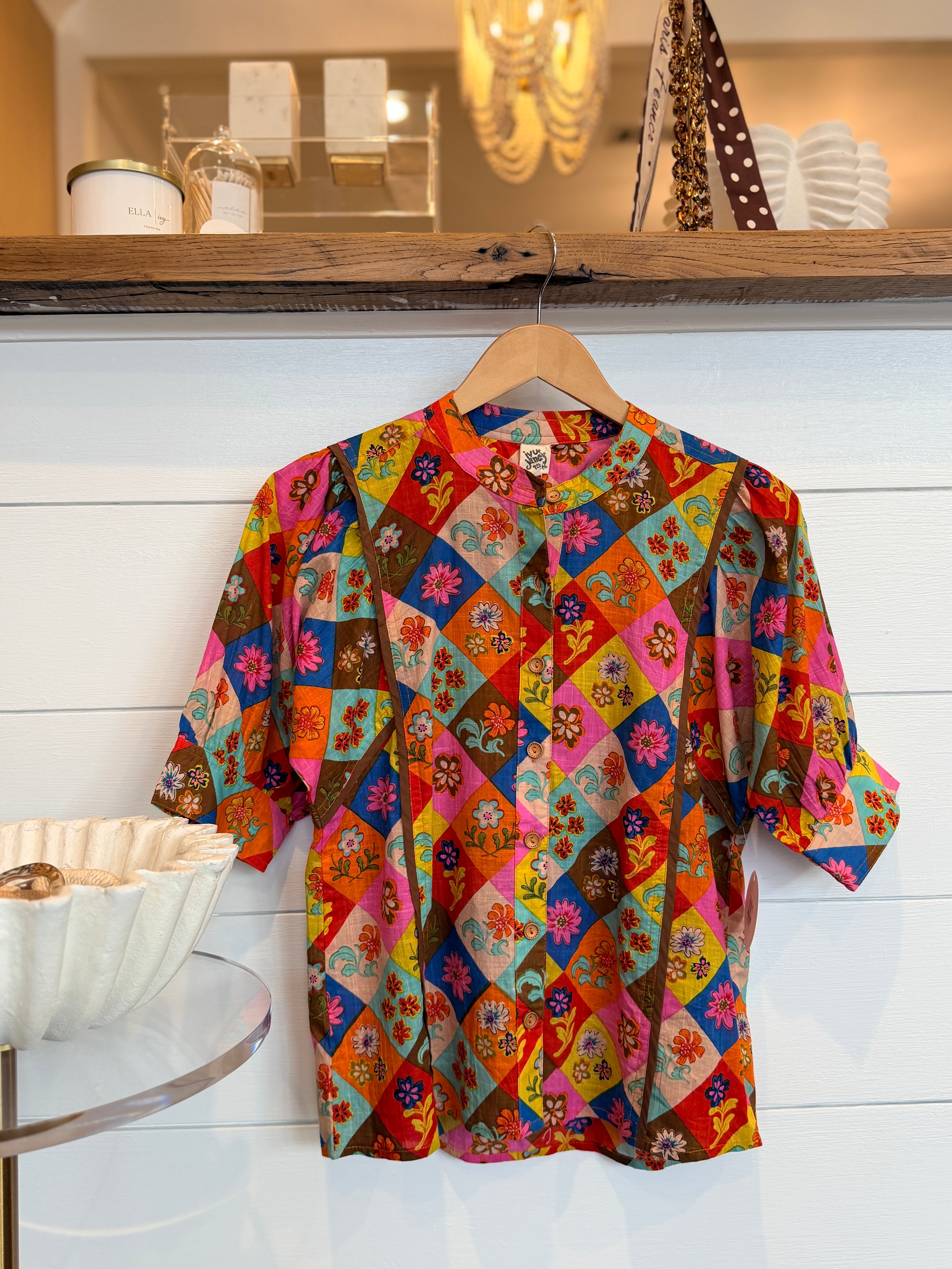 IVY JANE | PATCHWORK PETALS BUTTON FRONT BLOUSE