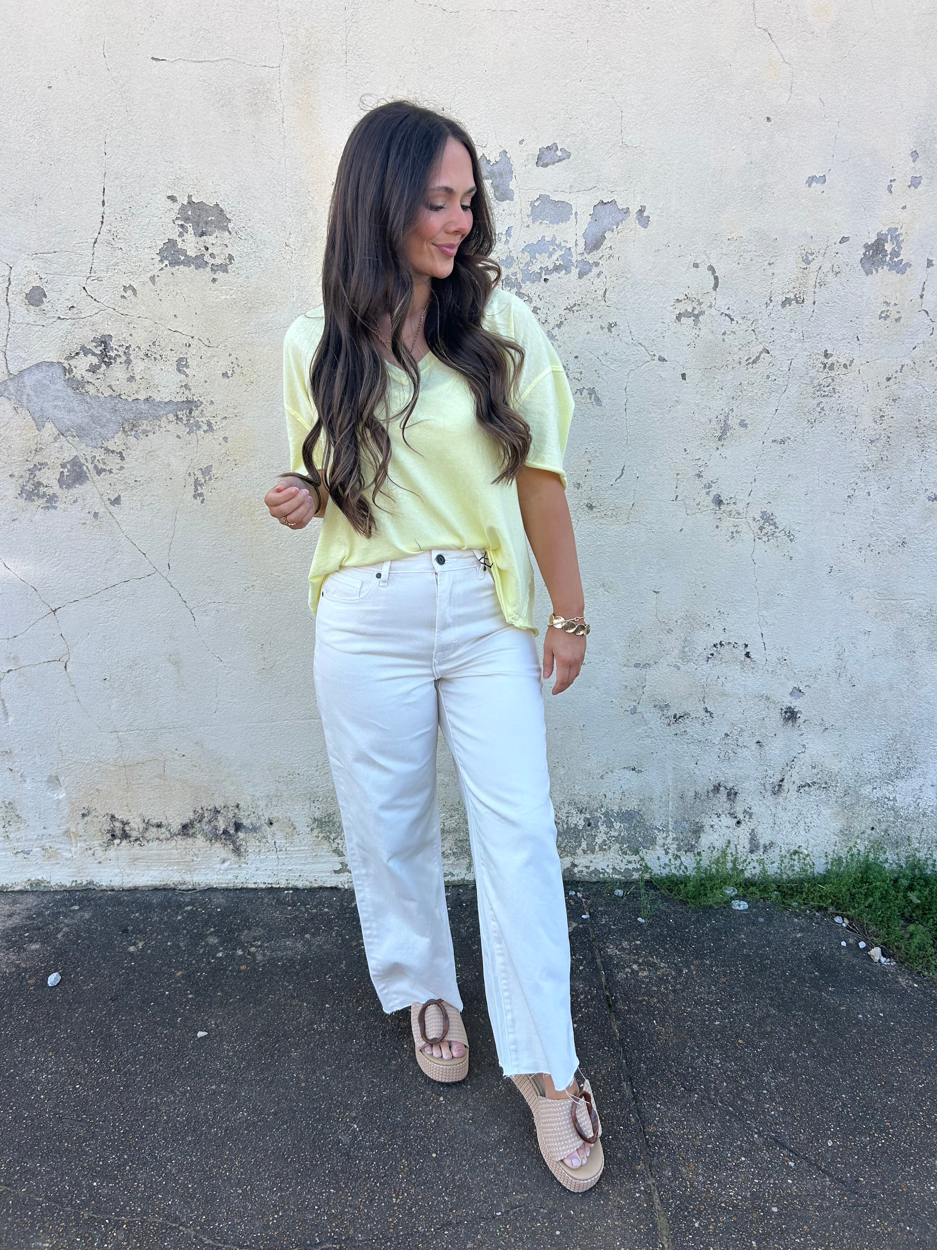 FREE PEOPLE | NINA V-NECK TEE IN LEMONWATER