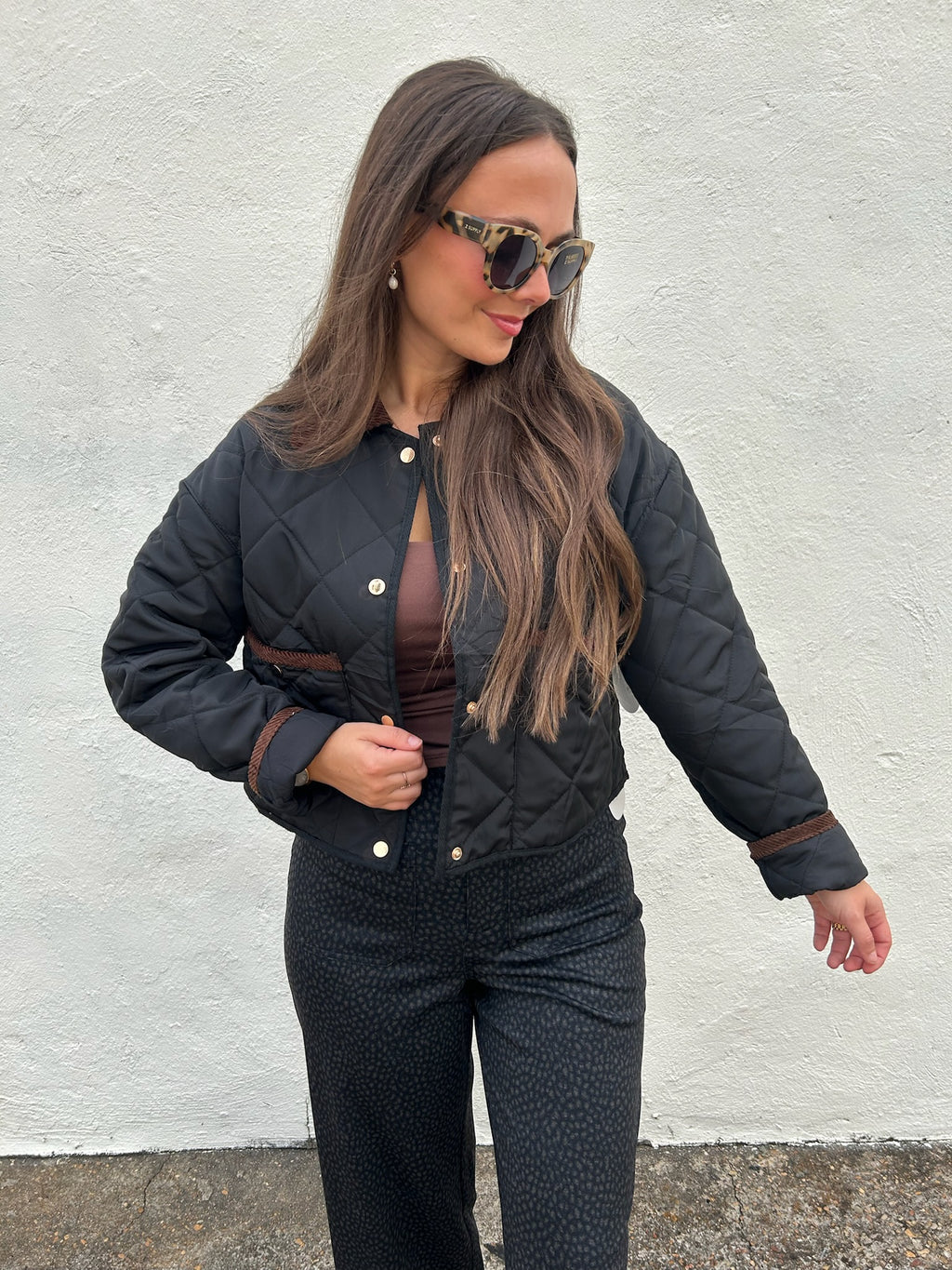 COCOA TRIM QUILTED JACKET
