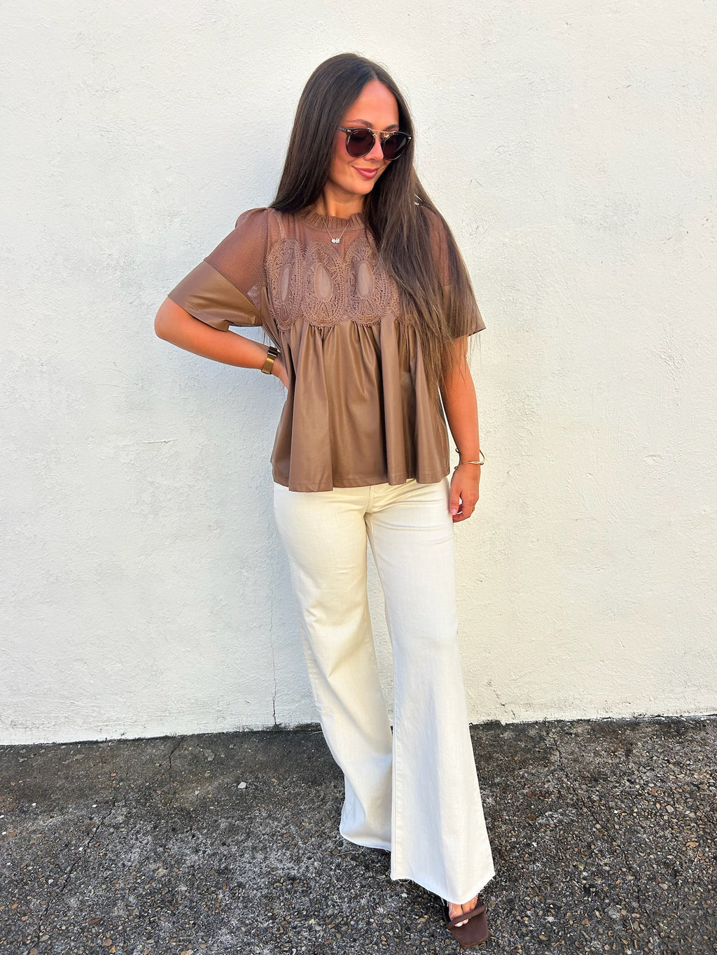 THE ELLIS LACE + LEATHER TOP