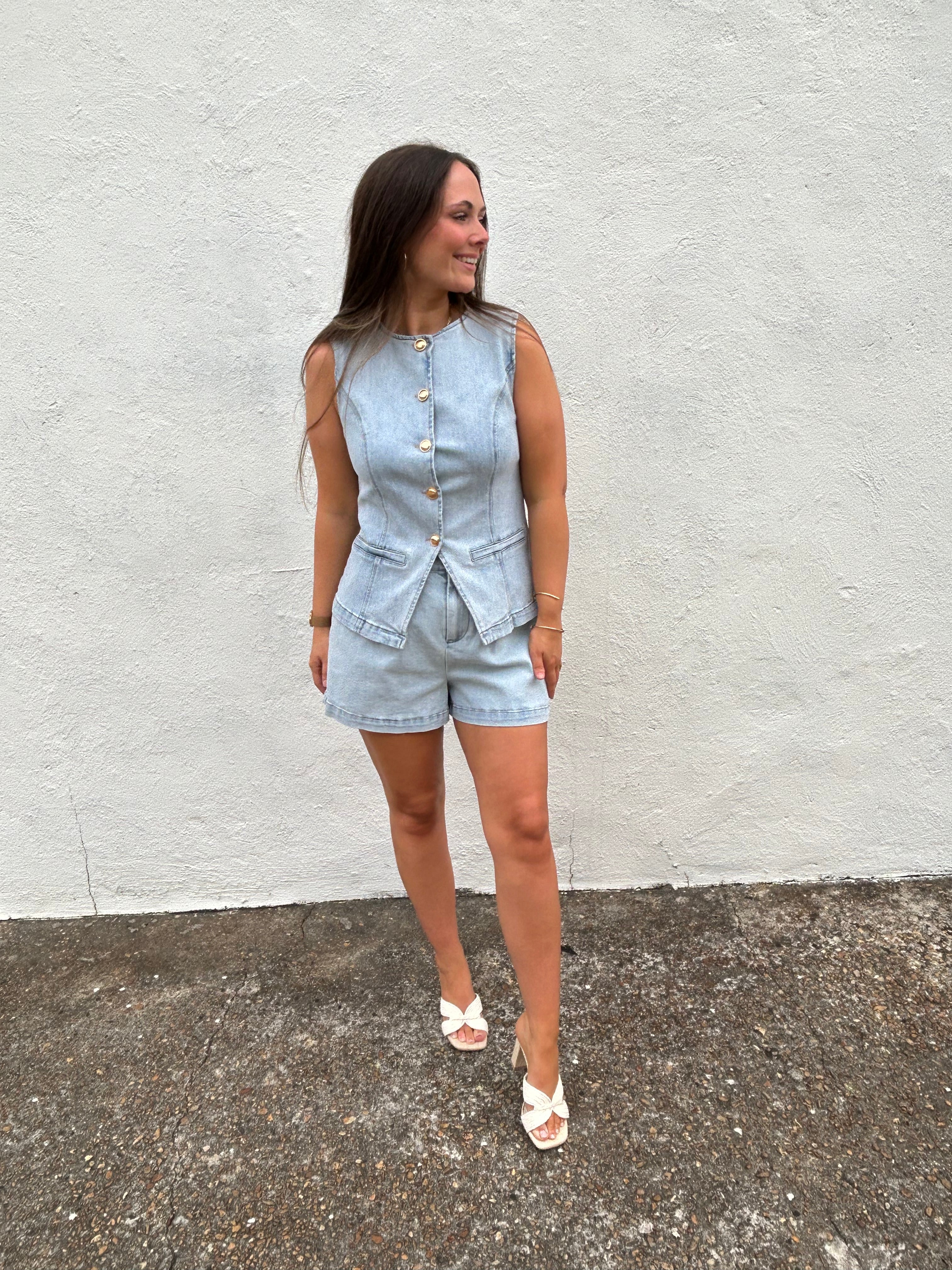DENIM TROUSER SHORTS