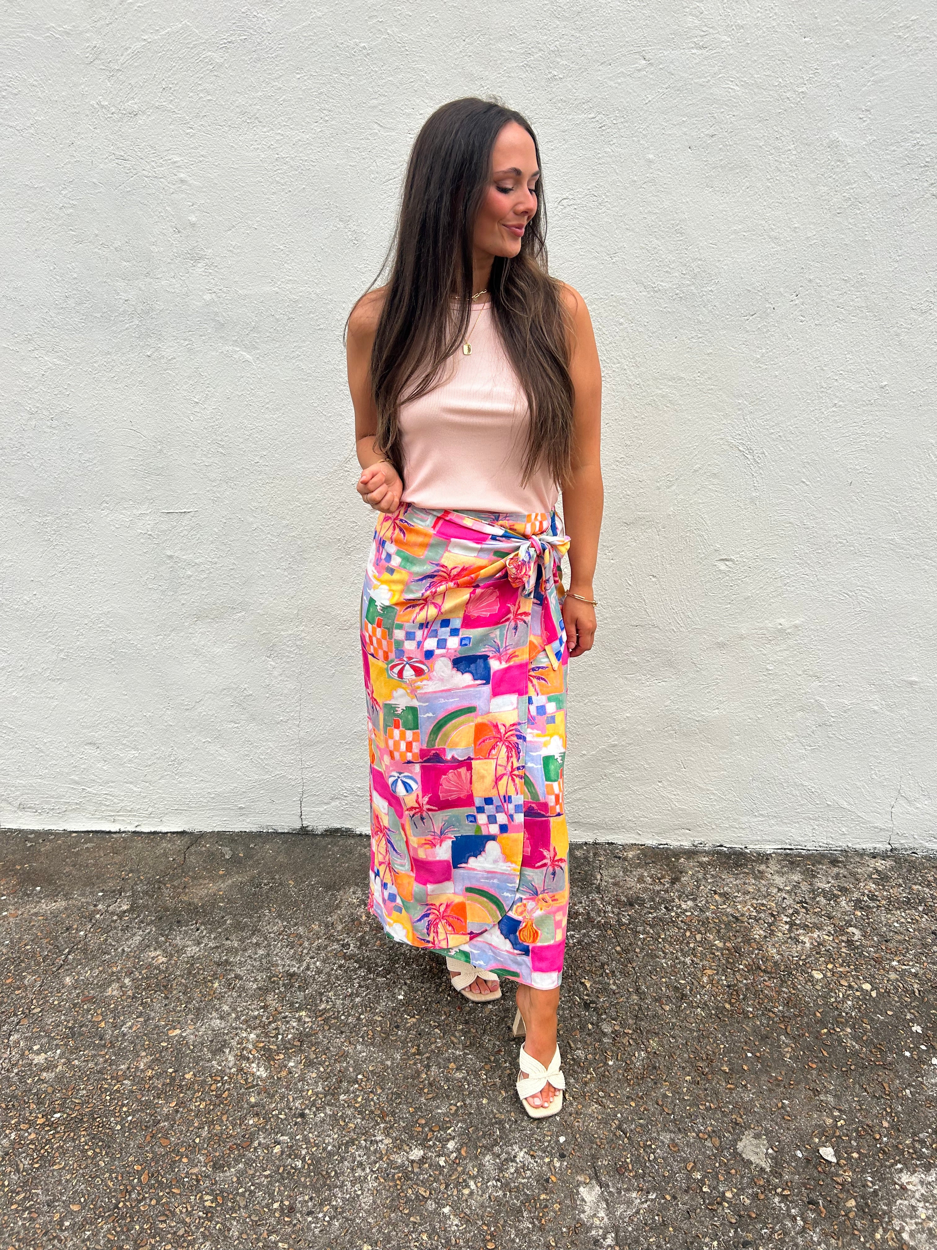 BAHAMAS SUNSET PATCHWORK WRAP SKIRT
