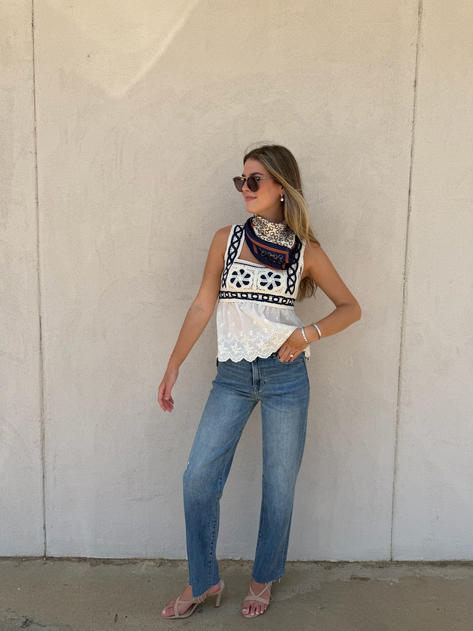 CREAM CROCHET CAMI TOP