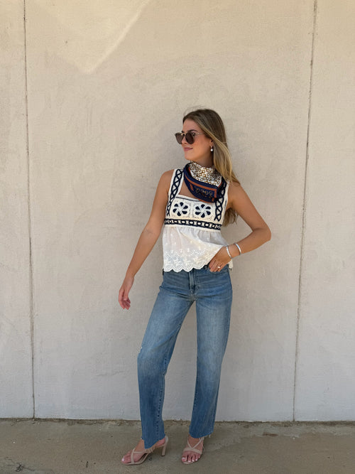 CREAM CROCHET CAMI TOP