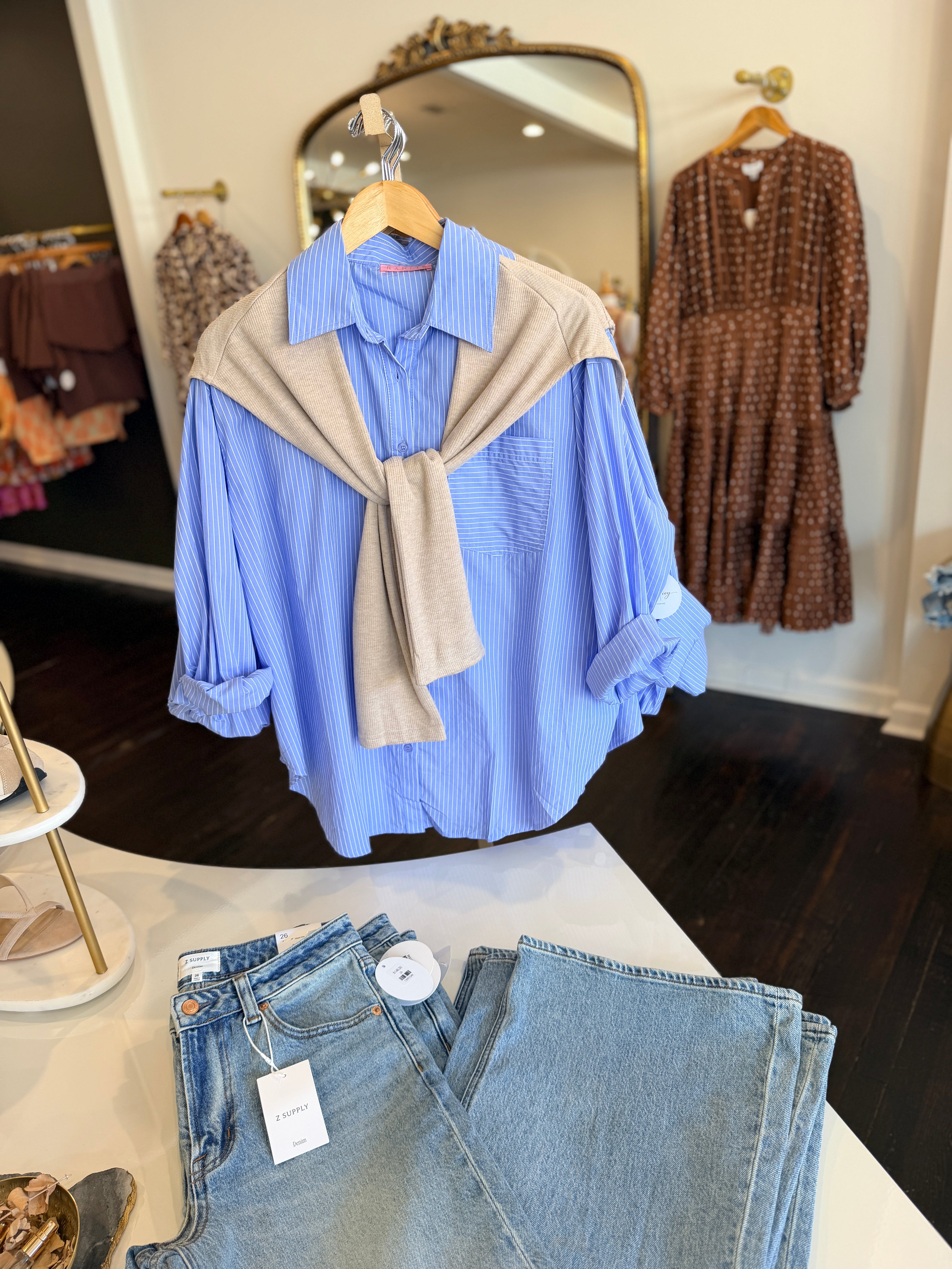 KARLIE | THE POLISHED STRIPE BUTTON DOWN