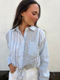 MYSTREE | MIXED STRIPED EYELET LACE SHIRT