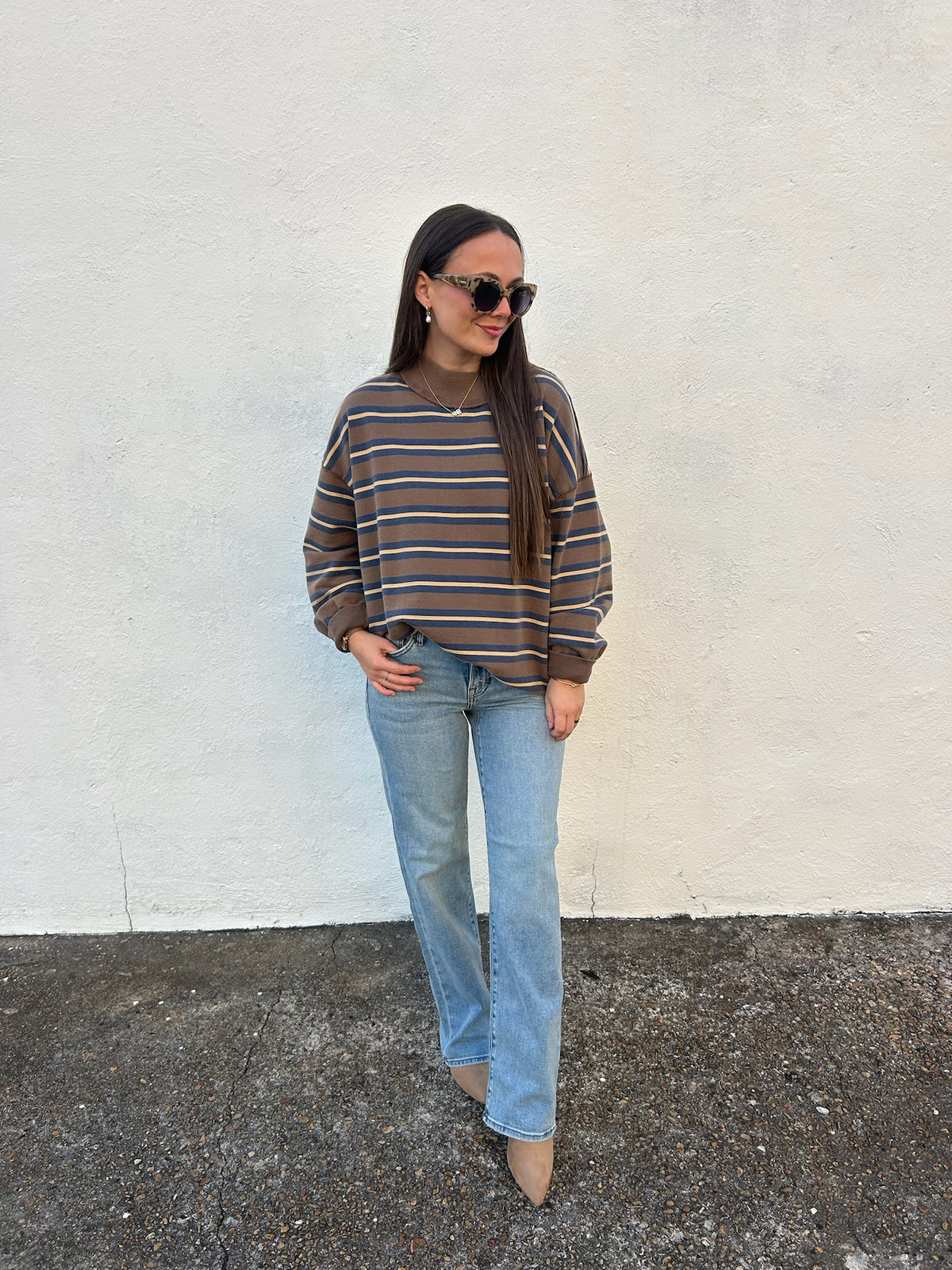 FREE PEOPLE | PALM SPRINGS STRIPED PULLOVER IN ARMY