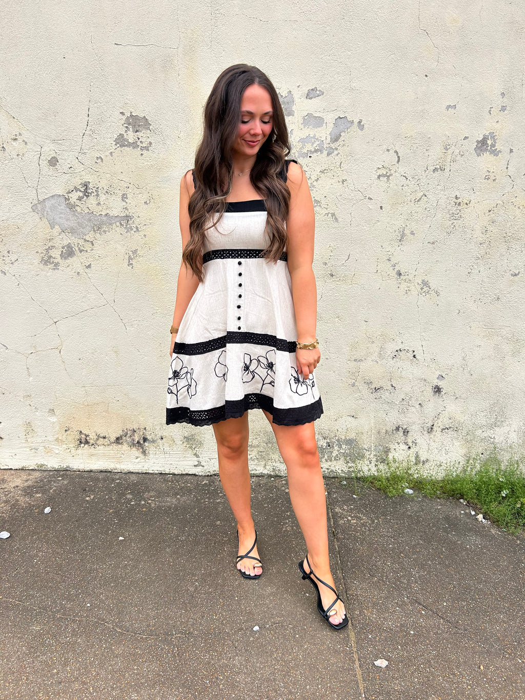 BLACK TIE BLOSSOM MINI DRESS