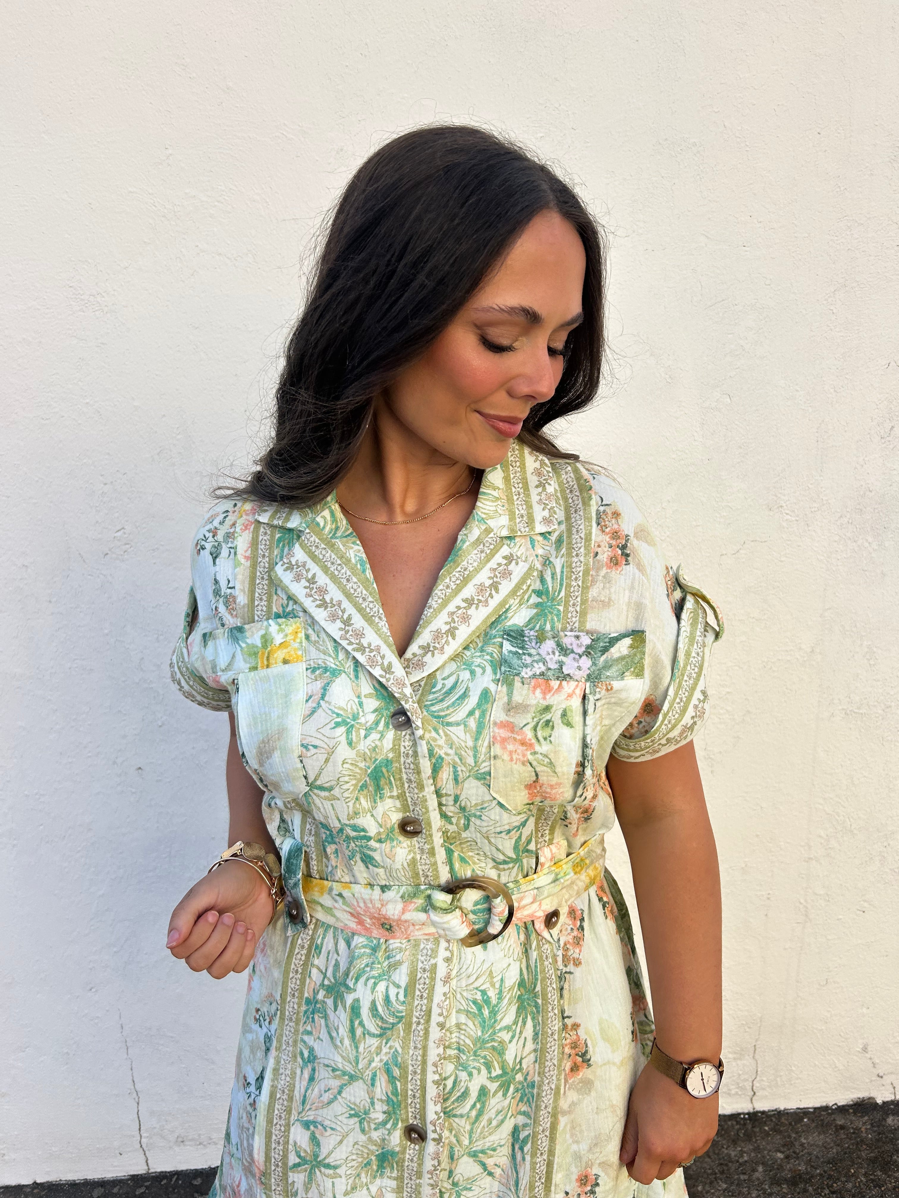 PALM GROVE BELTED SHIRT DRESS