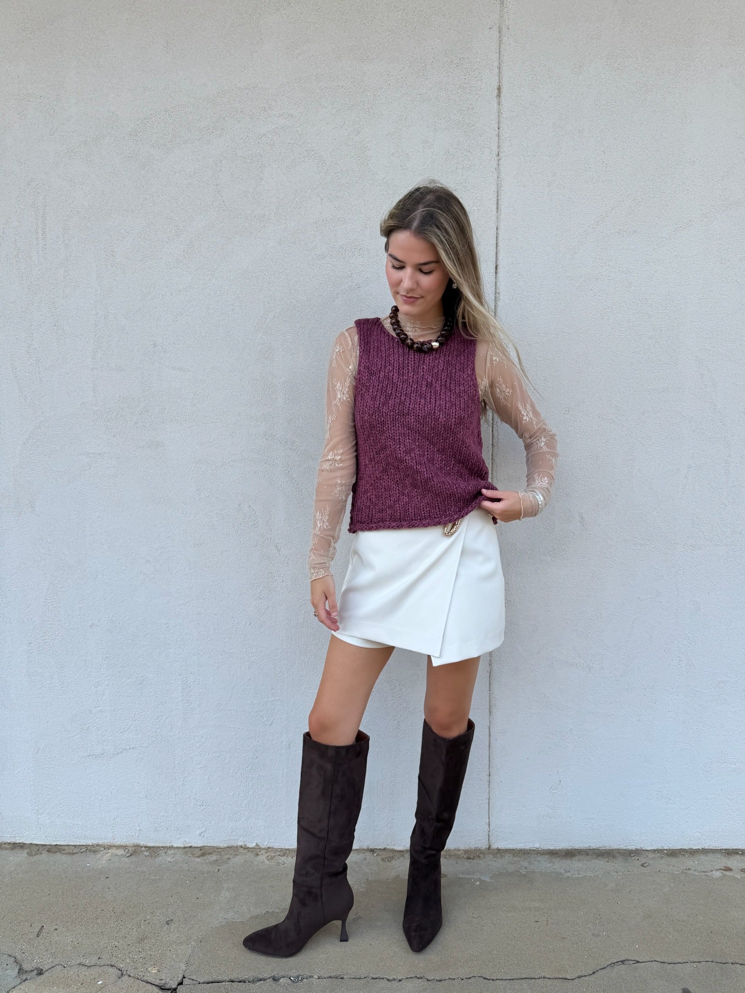 LACE LAYERING TOP | NUDE