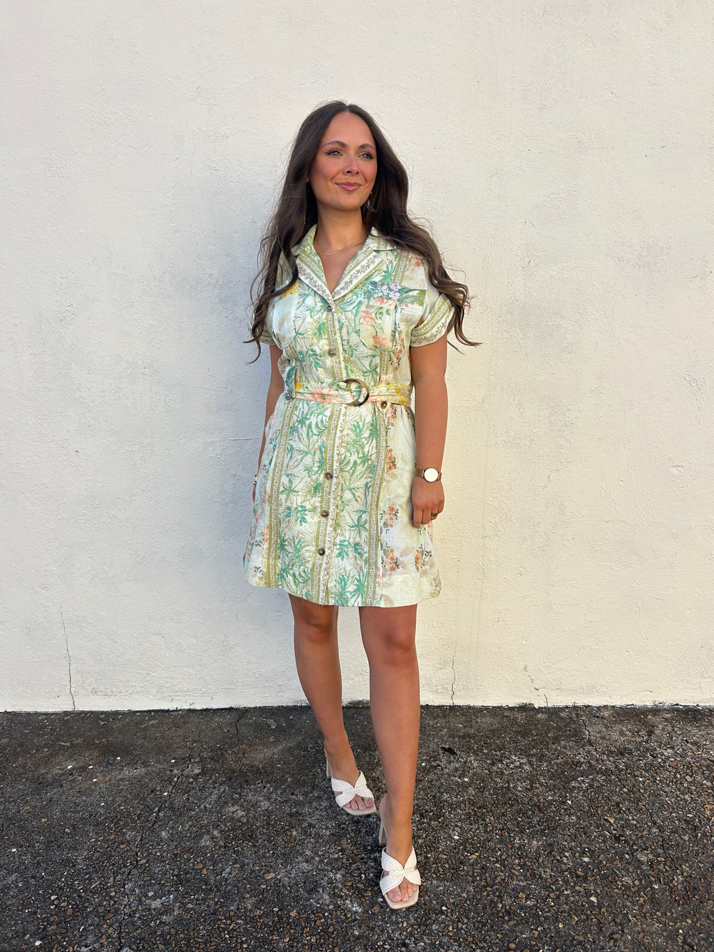 PALM GROVE BELTED SHIRT DRESS