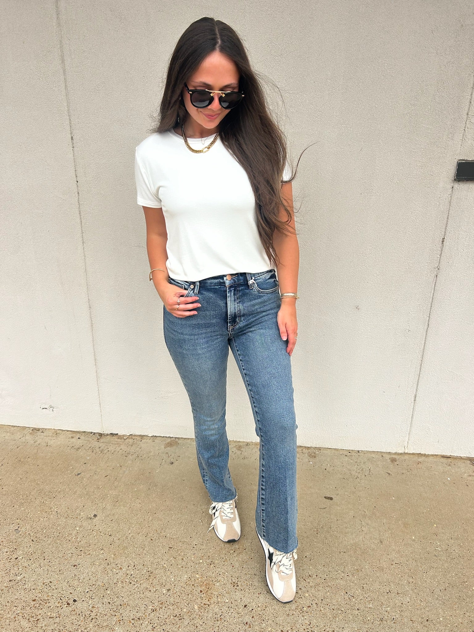 KARLIE | DOUBLE LAYER TEE IN IVORY