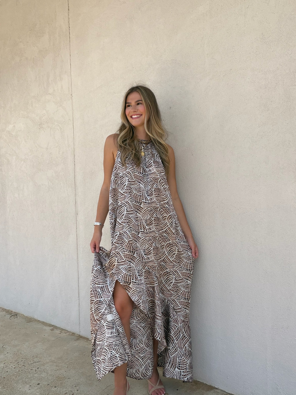 THE ELEVATED NEUTRAL PRINTED MAXI DRESS