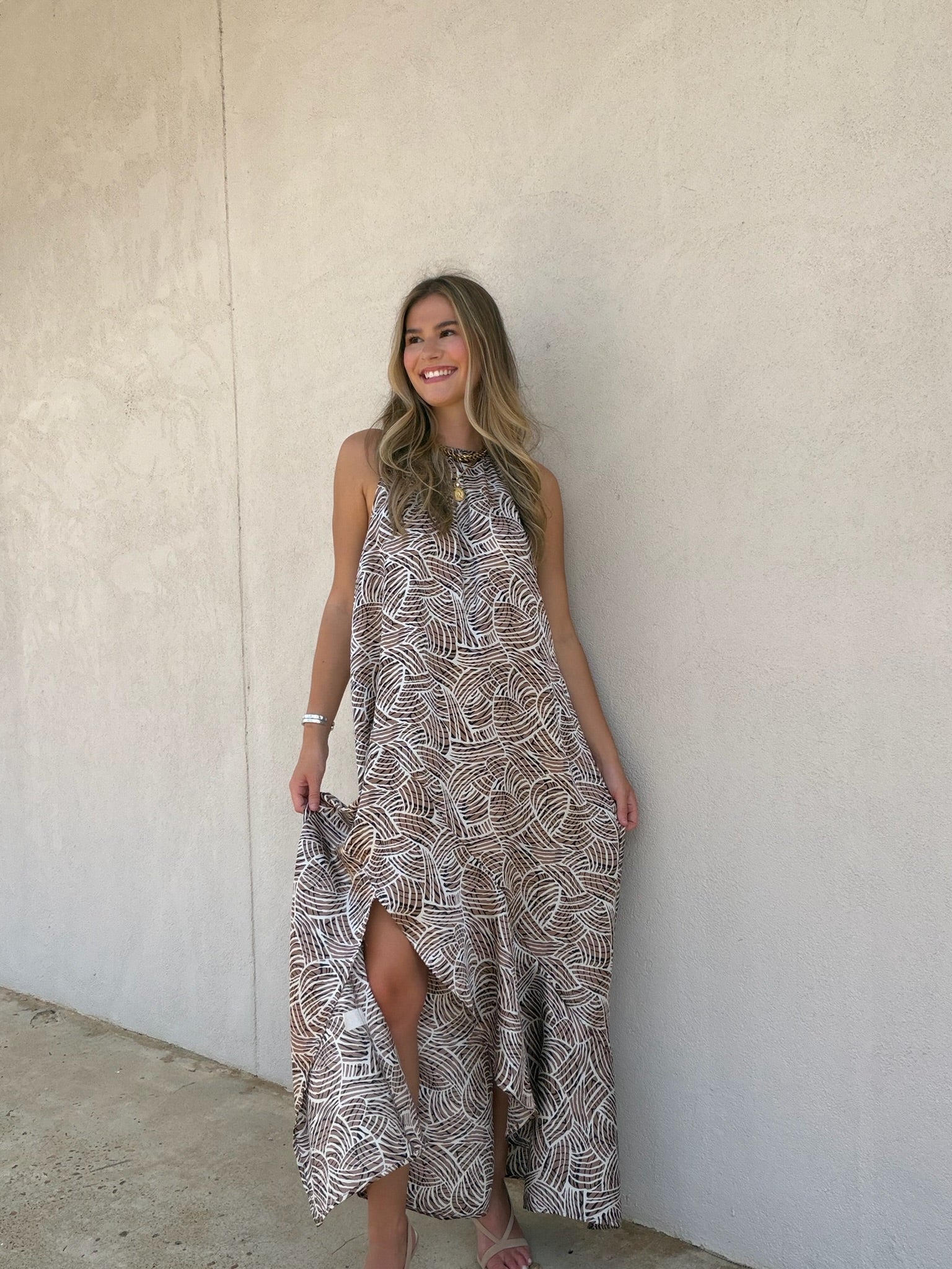 THE ELEVATED NEUTRAL PRINTED MAXI DRESS