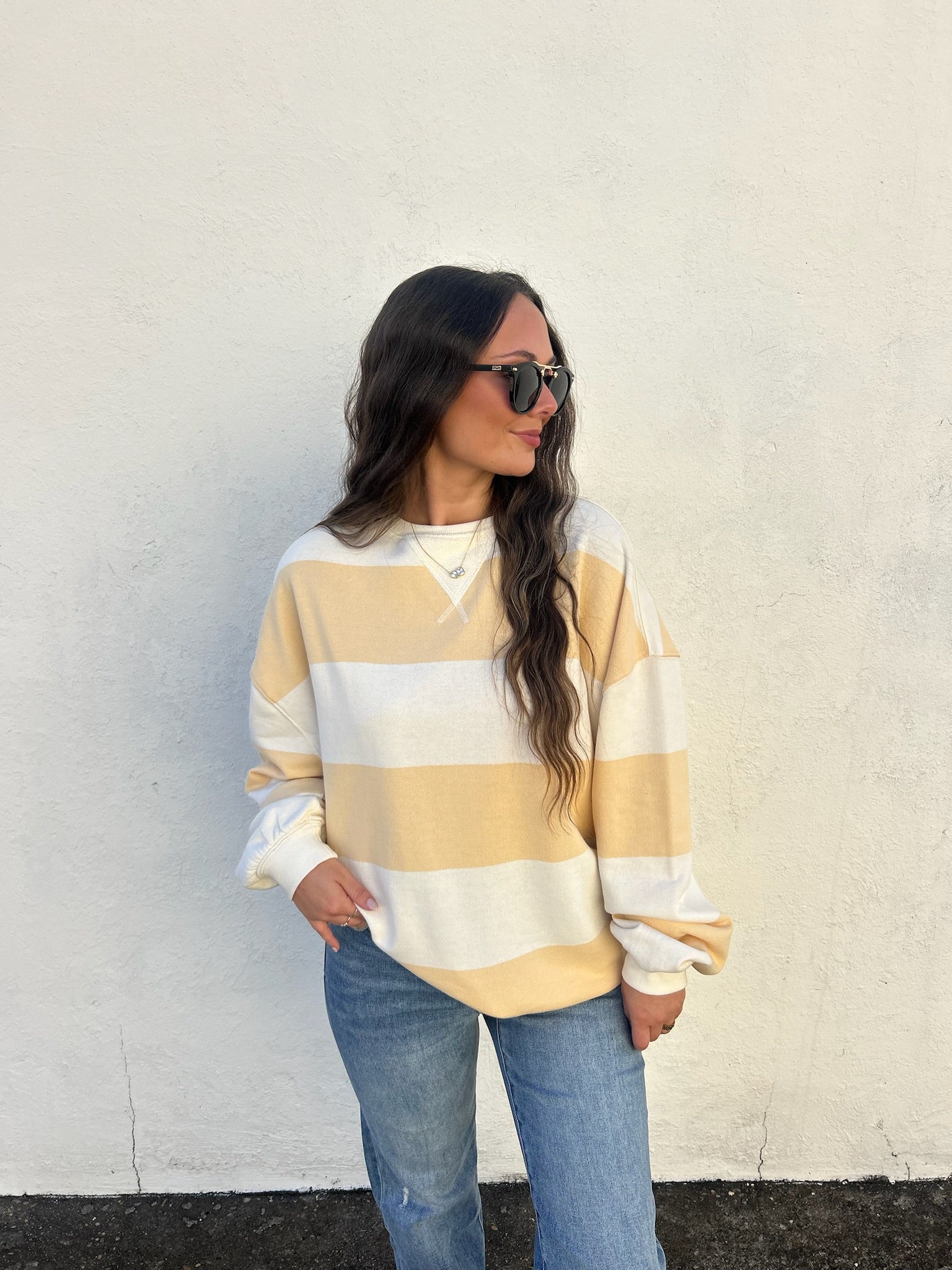 FREE PEOPLE | CLASSIC STRIPE CREWNECK PULLOVER