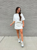 COURTSIDE STRIPE CREW NECK TEE