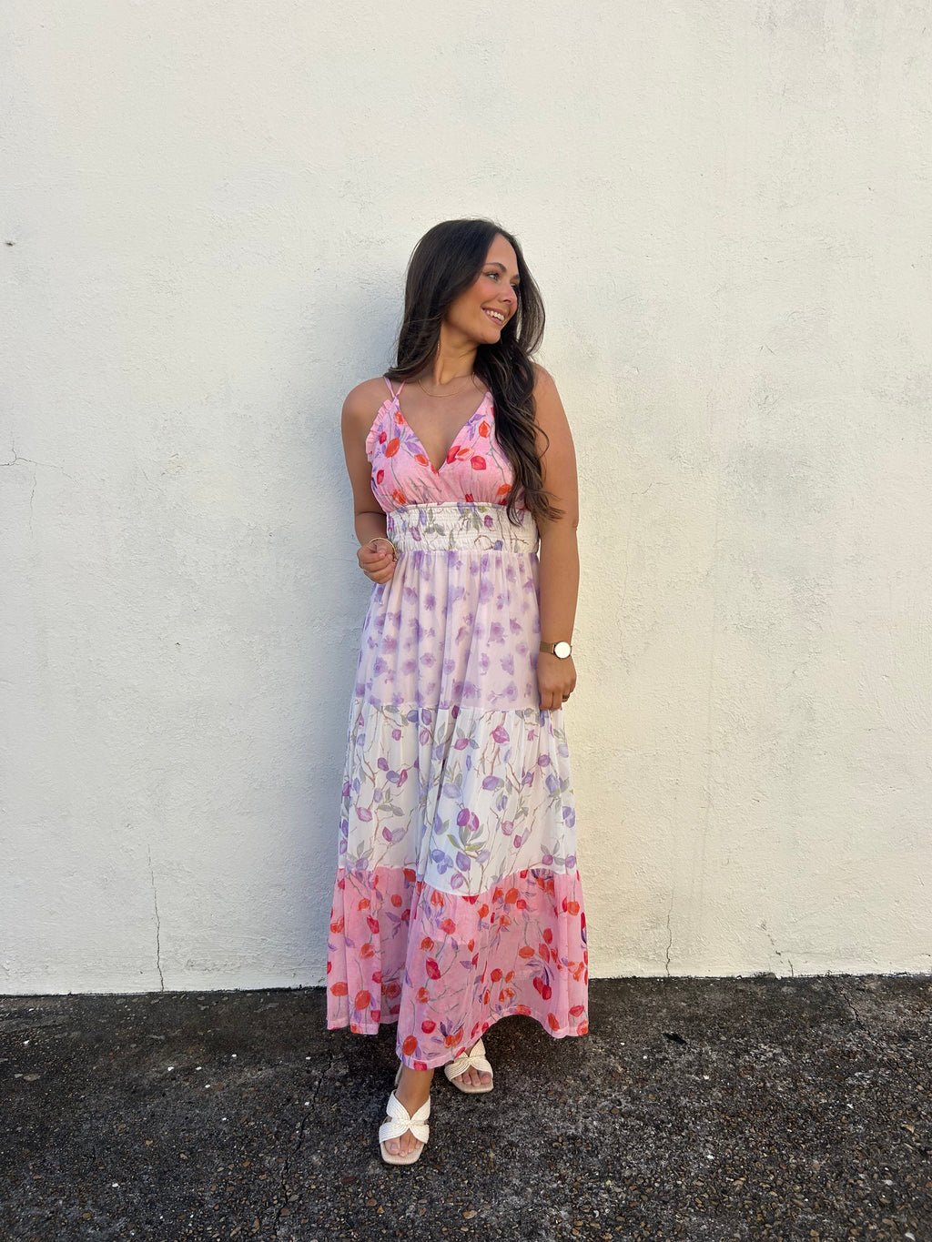 BLUSH BLOOM PATCHWORK MAXI DRESS