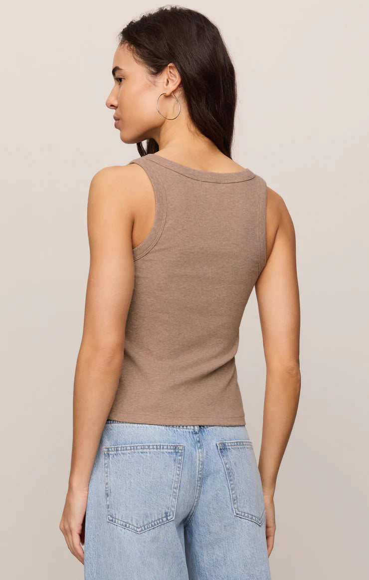 Z SUPPLY | ROWE RIBBED SCOOP TANK IN HEATHER ASH