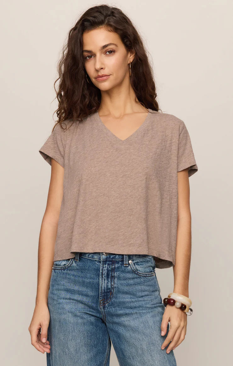 Z SUPPLY | NOMAD SLUB V-NECK TEE IN HEATHER ASH