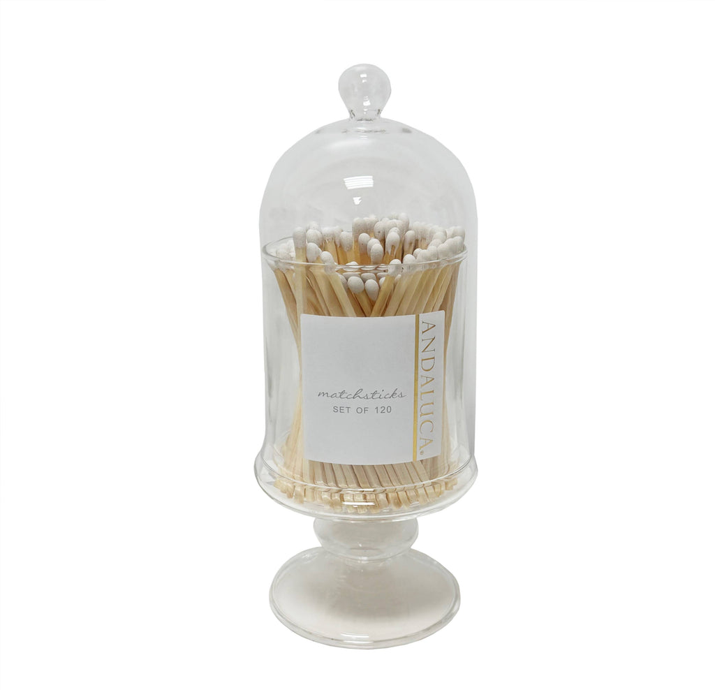 TALL GLASS JAR + 120 WOODEN WHITE MATCHES