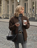 SUEDE BELT WITH ORGANIC SHAPE BUCKLE | CHOCOLATE