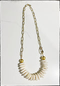 GENTRY BY JENNA | AFRICAN BONE BEAD PAPERCLIP CHAIN NECKLACE