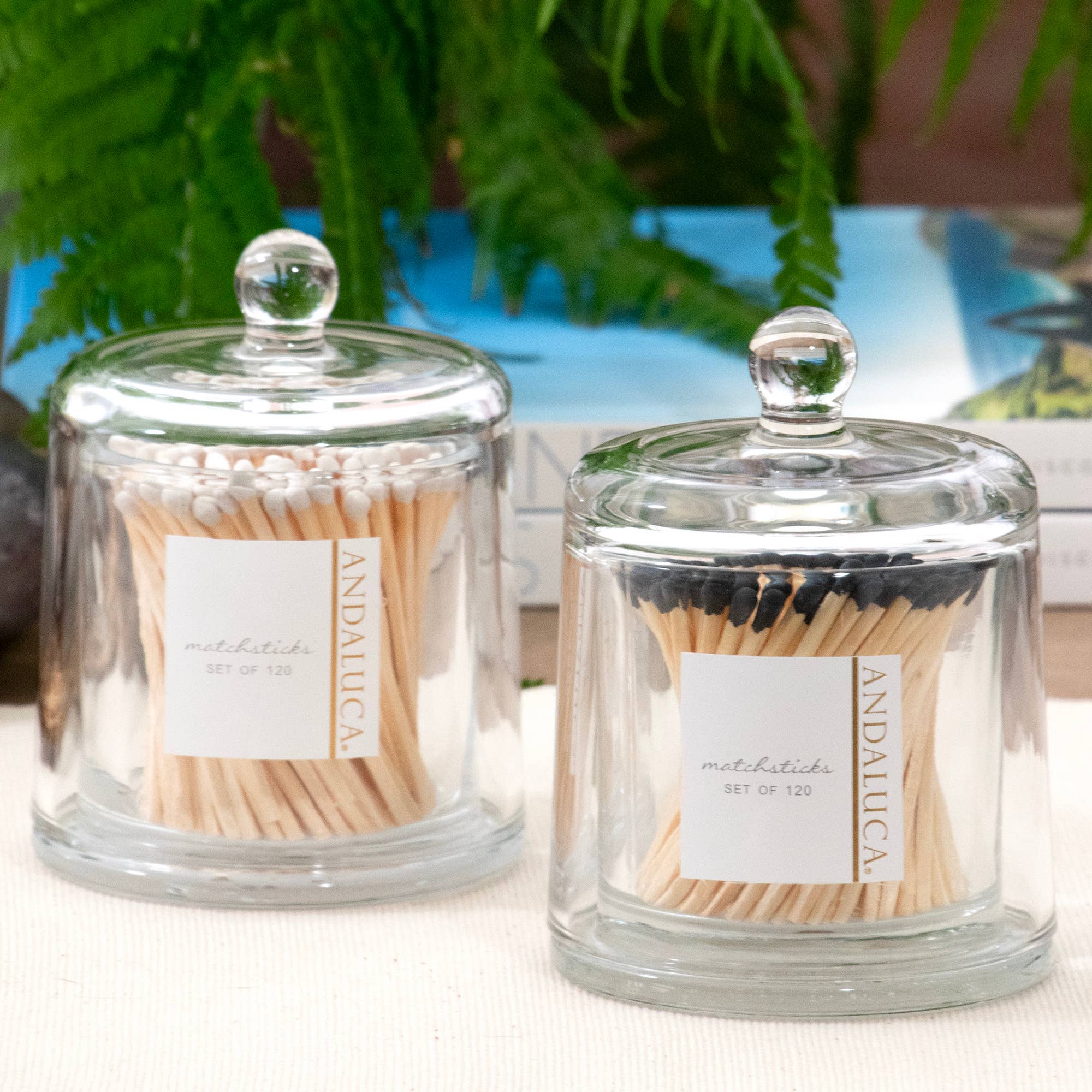 GLASS JAR + 120 WOODEN WHITE MATCHES