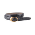CROCO STITCHED BELT WITH OVAL BUCKLE | BLACK
