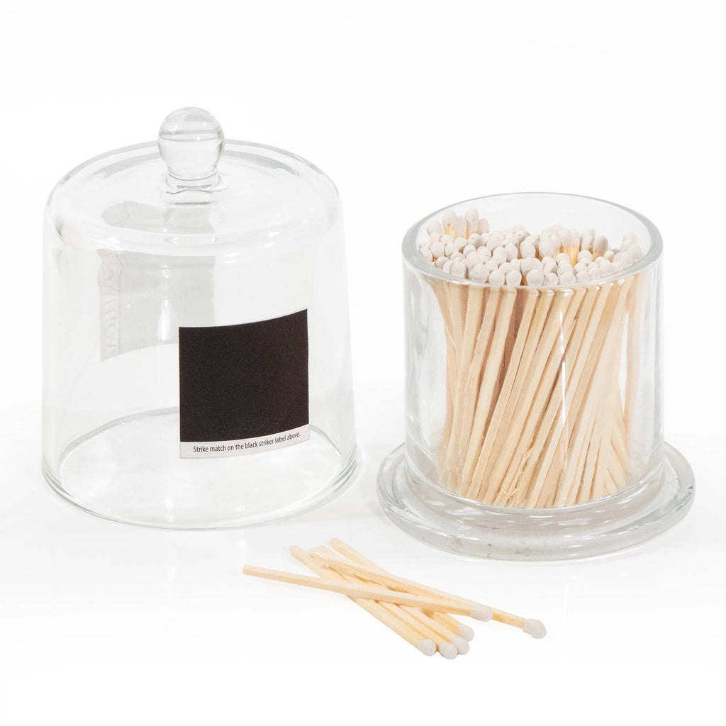 GLASS JAR + 120 WOODEN WHITE MATCHES