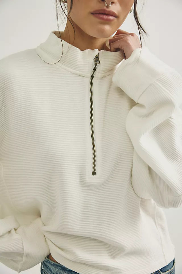 FREE PEOPLE | CELESTE QUARTERZIP IN CLEAN IVORY