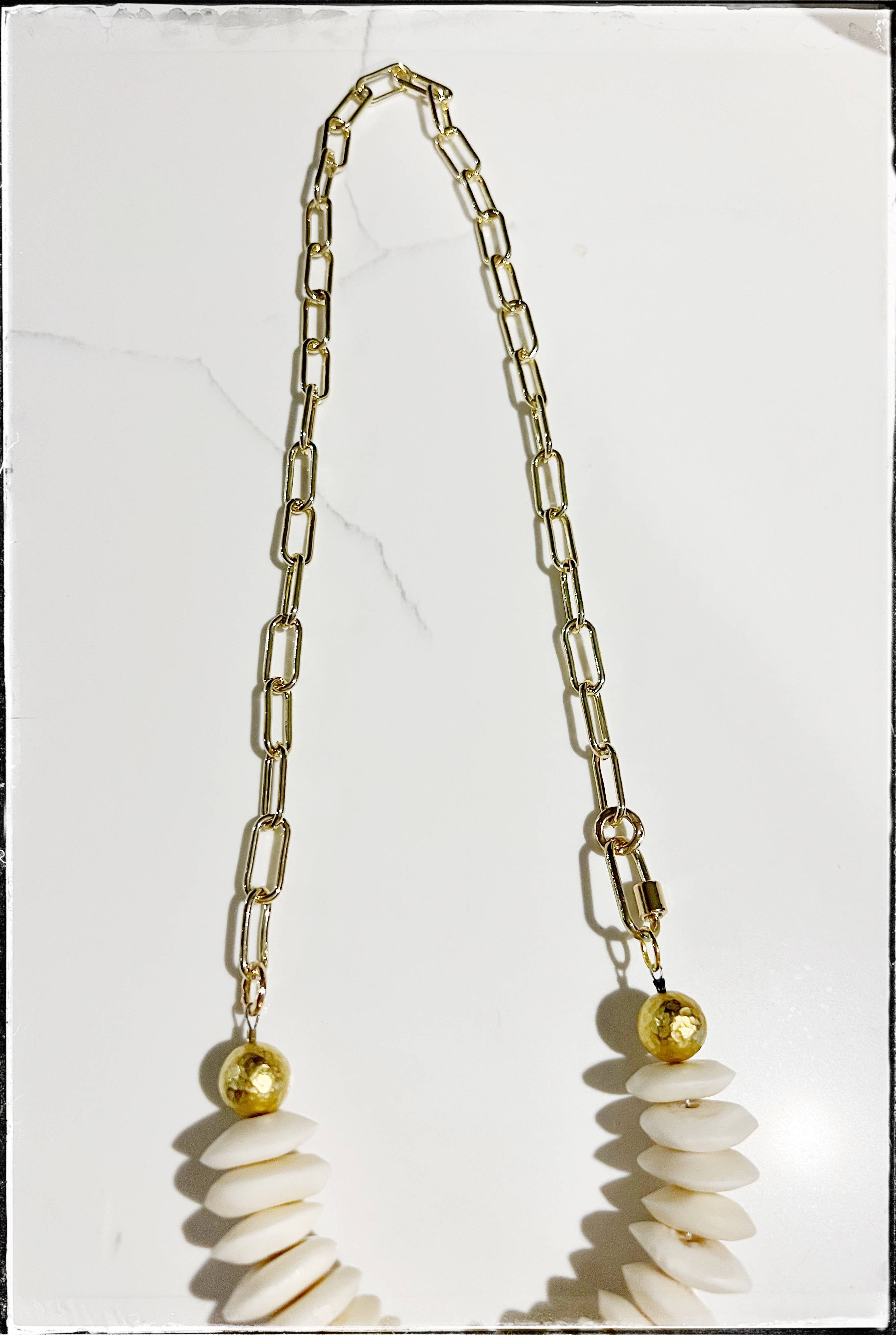 GENTRY BY JENNA | AFRICAN BONE BEAD PAPERCLIP CHAIN NECKLACE