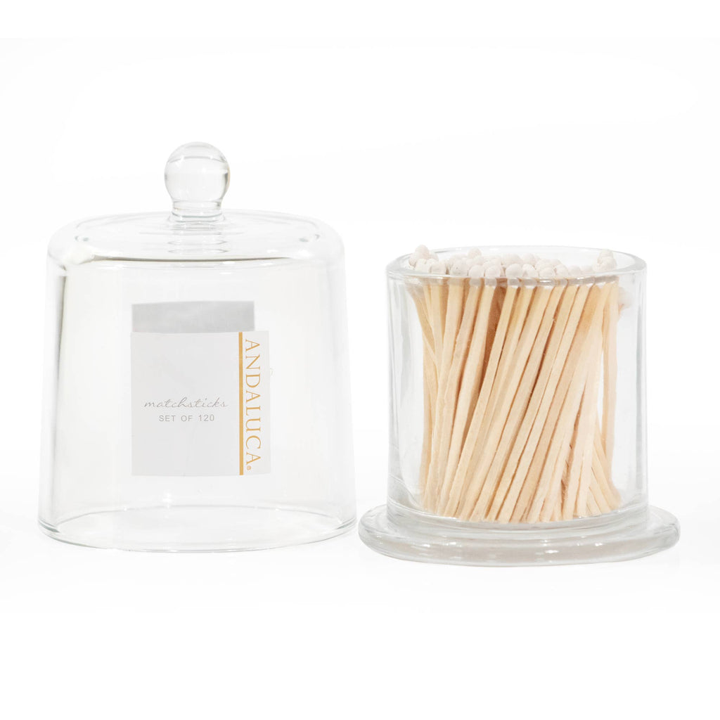 GLASS JAR + 120 WOODEN WHITE MATCHES