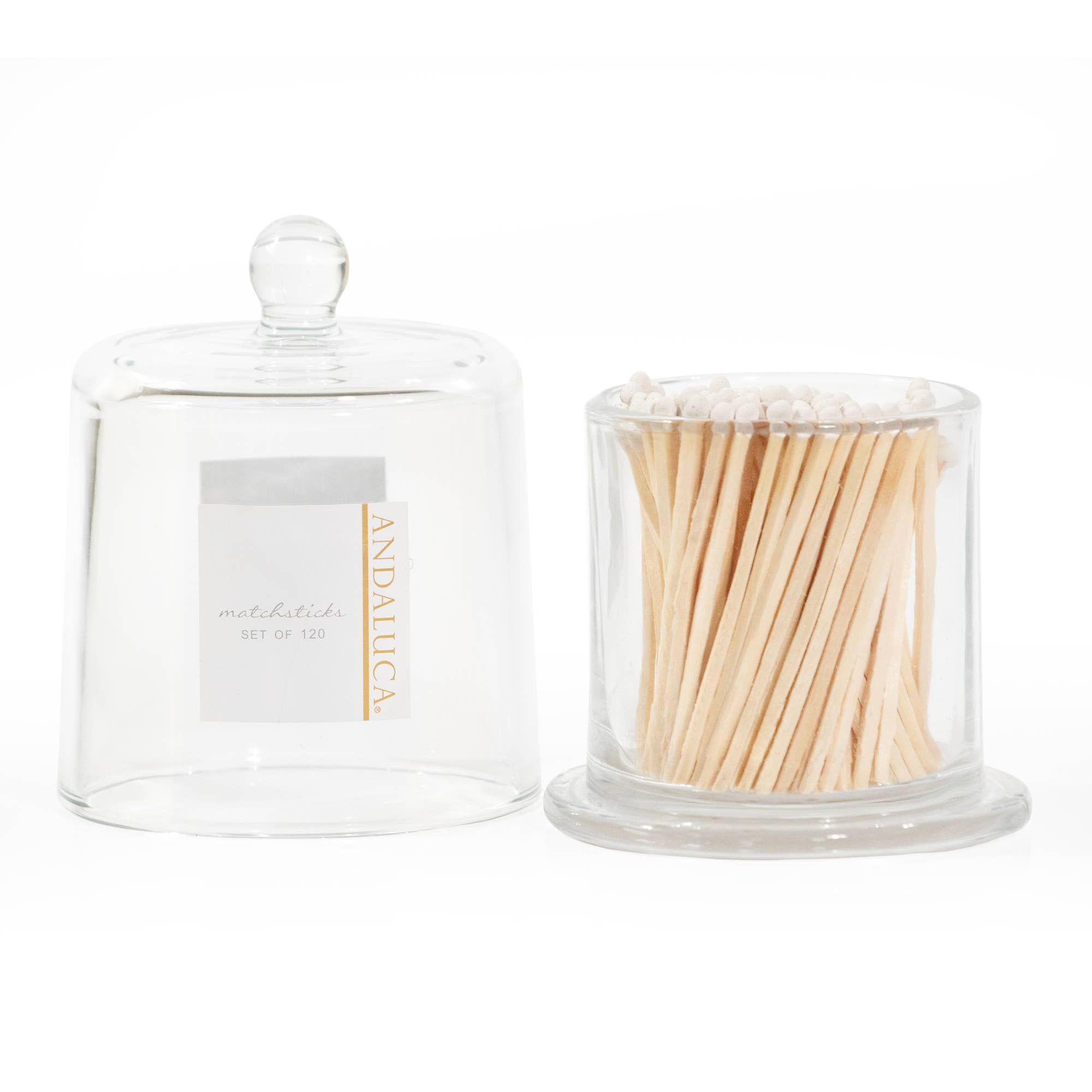 GLASS JAR + 120 WOODEN WHITE MATCHES