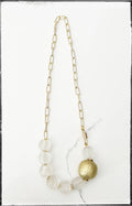 GENTRY BY JENNA | PAPERCLIP CHAIN GLASS BALL BEAD NECKLACE