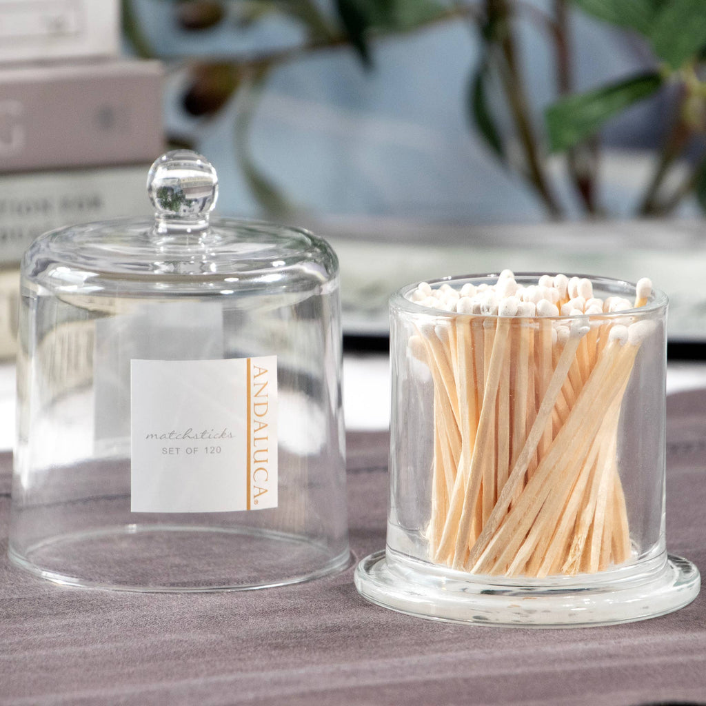 GLASS JAR + 120 WOODEN WHITE MATCHES