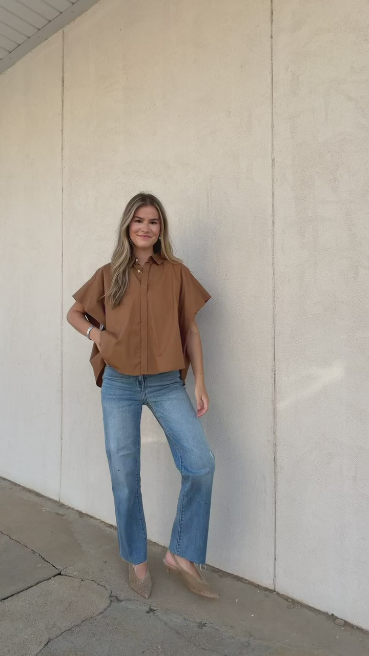 THE CARAMEL COAST BOXY SHIRT | CARAMEL BROWN